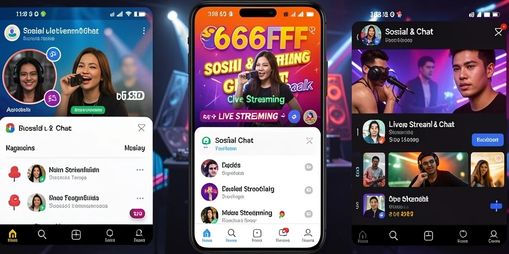 Tampilan antarmuka aplikasi 666FF saat Live Streaming.