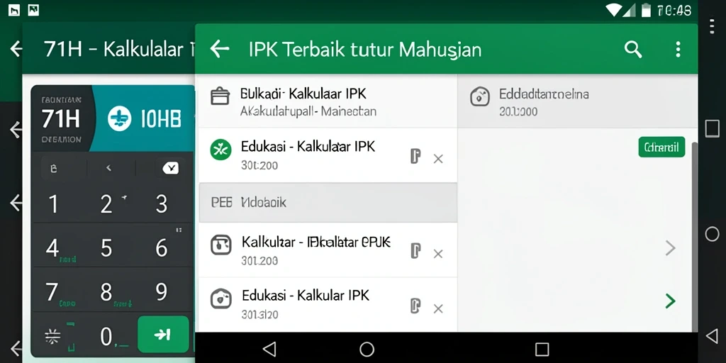 Antarmuka sederhana Kalkulator IPK 71H dengan fitur pengguna.