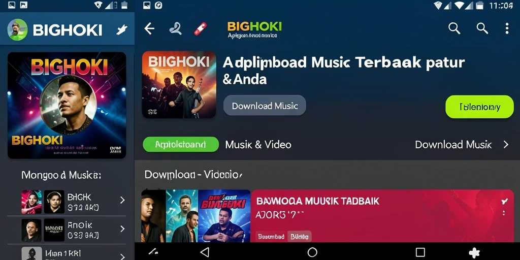 Tampilan antarmuka BIGHOKI dengan fitur Download Musik yang menarik.