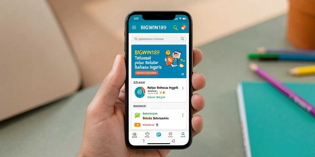Antarmuka aplikasi BIGWIN189 untuk belajar bahasa Inggris yang interaktif.