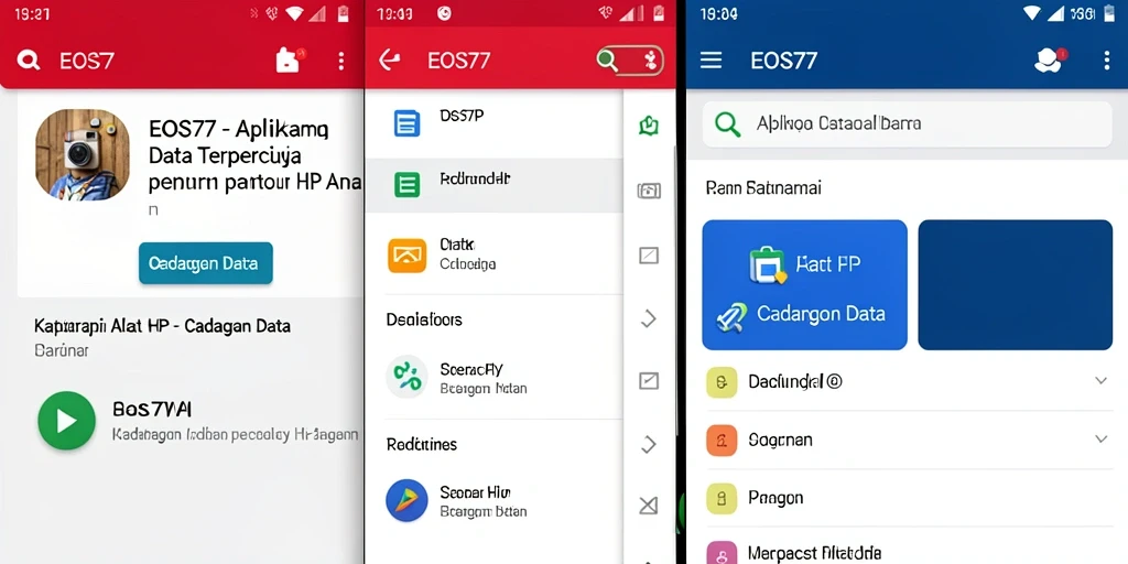 Antarmuka aplikasi EOS77 untuk cadangan data yang mudah digunakan.