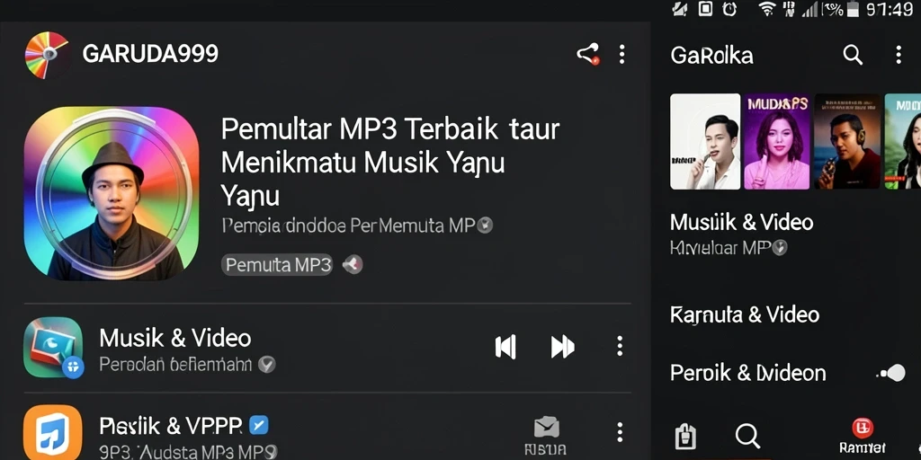 Antarmuka pengguna yang sederhana dan fungsional dari GARUDA999 Pemutar MP3.