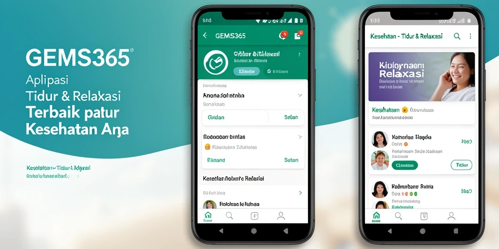 Tampilan antarmuka GEMS365 dengan fitur Tidur & Relaksasi yang intuitif.