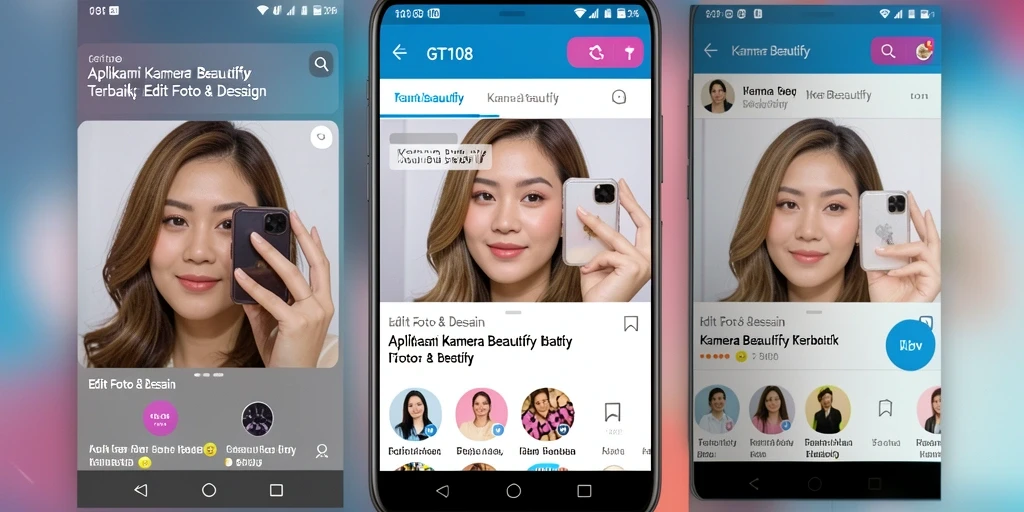 Tampilan antarmuka aplikasi Kamera Beautify GT108 yang menarik dan mudah digunakan.