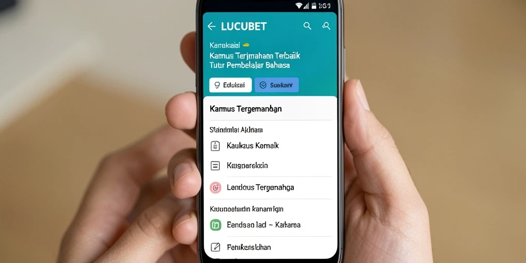 Antarmuka LUCUBET menampilkan fungsi kamus terjemahan yang menarik dan mudah digunakan.