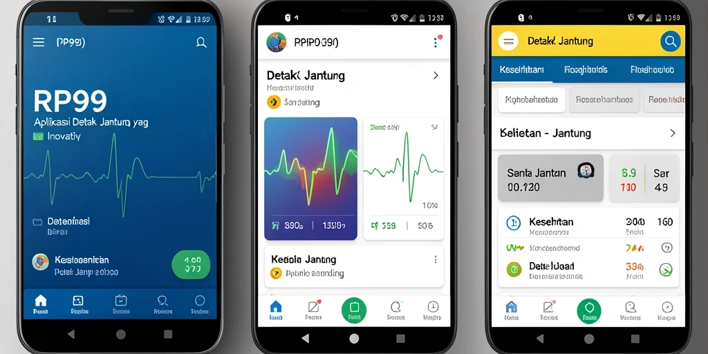 Antarmuka aplikasi RP99 menampilkan grafik detak jantung yang jelas dan informatif.