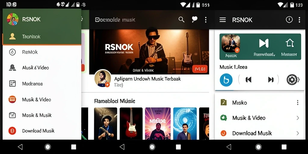 Antarmuka RSNOK yang intuitif untuk mengunduh lagu.