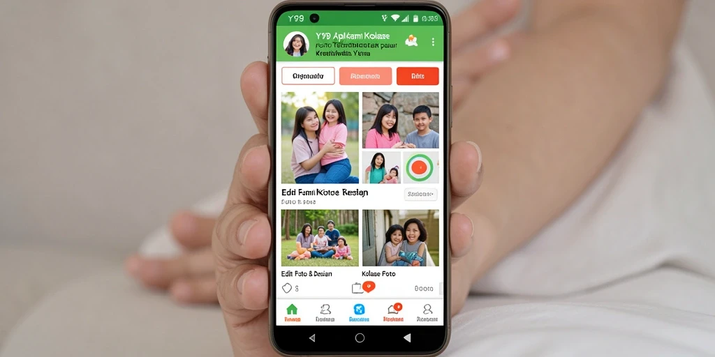 Tampilan antarmuka Y89 yang intuitif dengan berbagai fitur kolase foto.