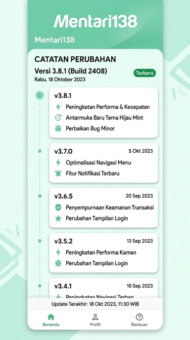 Riwayat Versi PHP mentari138 untuk Pengguna Android